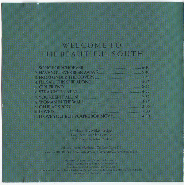The Beautiful South - Welcome To The Beautiful South (CD, Album, Man) - Image 2