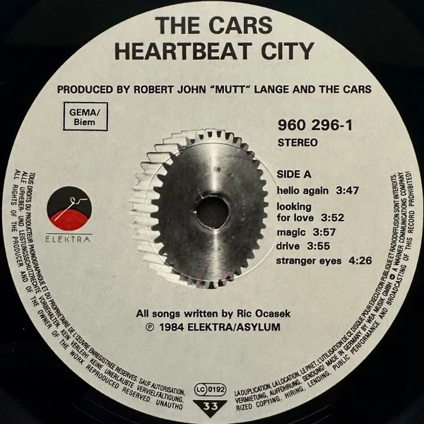 The Cars - Heartbeat City (LP, Album, Gat) - Image 5