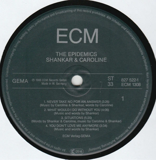The Epidemics : Shankar / Caroline - The Epidemics (LP, Album) - Image 3