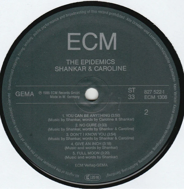 The Epidemics : Shankar / Caroline - The Epidemics (LP, Album) - Image 4
