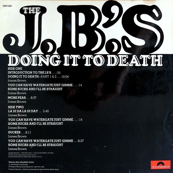 The J.B.'s - Doing It To Death (LP, Album) - Image 2