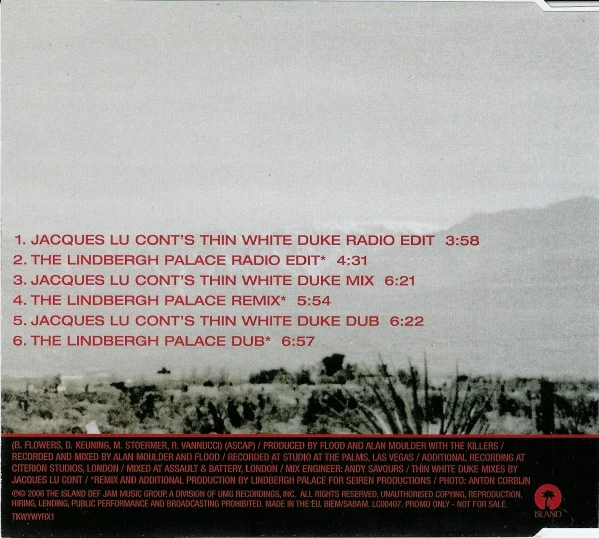 The Killers - When You Were Young (Club Mixes) (CD, Single, Promo) - Image 2