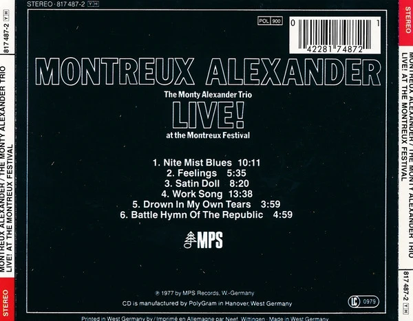 The Monty Alexander Trio - Montreux Alexander - Live! At The Montreux Festival 1976 (CD, Album, RE) - Image 2