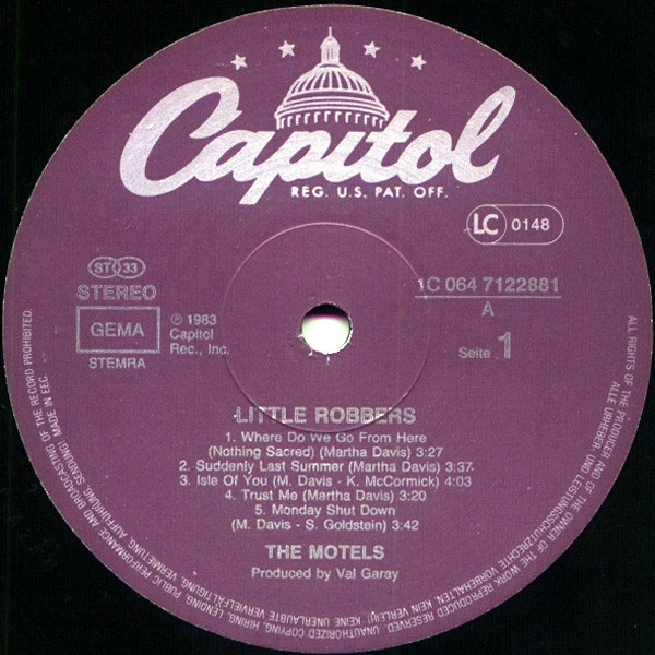 The Motels - Little Robbers (LP, Album) - Image 2