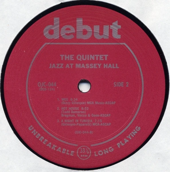 The Quintet - Jazz At Massey Hall (LP, Album, Mono, RE, Pit) - Image 3