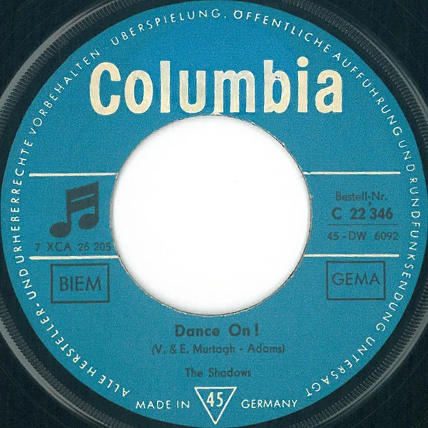 The Shadows - Dance On! (7", Single, Mono)