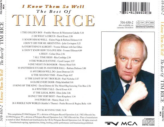 Tim Rice - I Know Them So Well : The Best Of Tim Rice (CD, Comp) - Image 2
