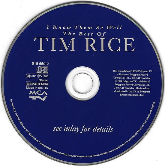 Tim Rice - I Know Them So Well : The Best Of Tim Rice (CD, Comp) - Image 3