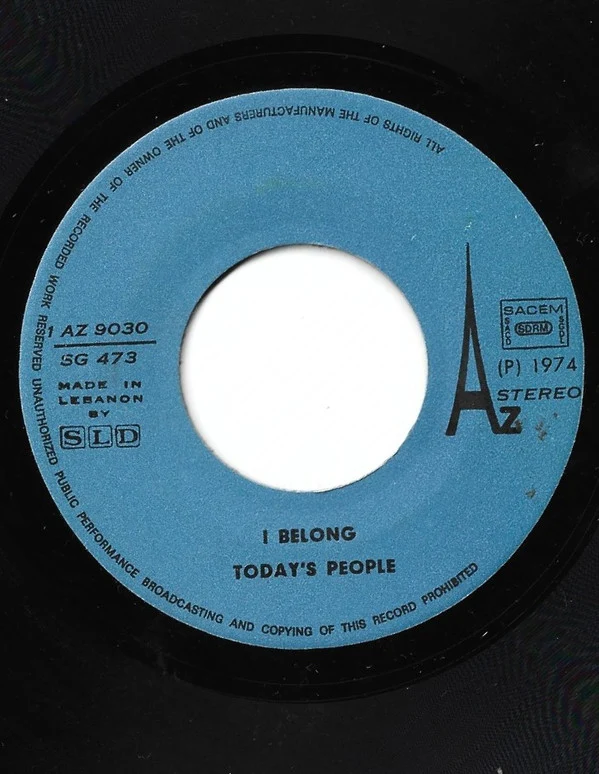 Today's People - I Belong (7", Single)