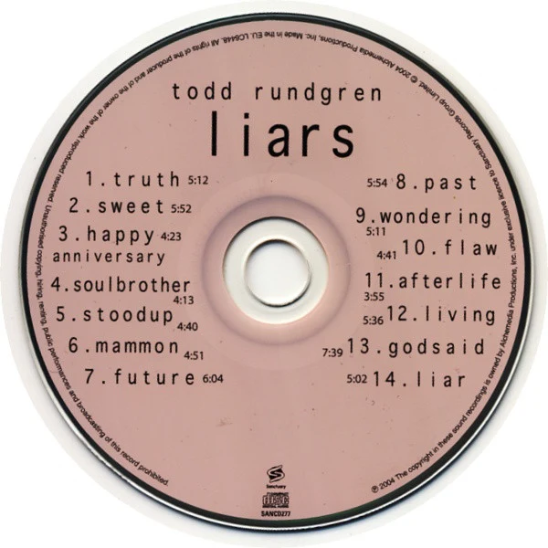 Todd Rundgren - Liars (CD, Album) - Image 3