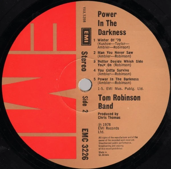 Tom Robinson Band - Power In The Darkness (LP, Album) - Image 4