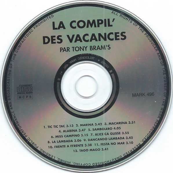 Tony Bram's - La Compil' Des Vacances (CD, Comp) - Image 3