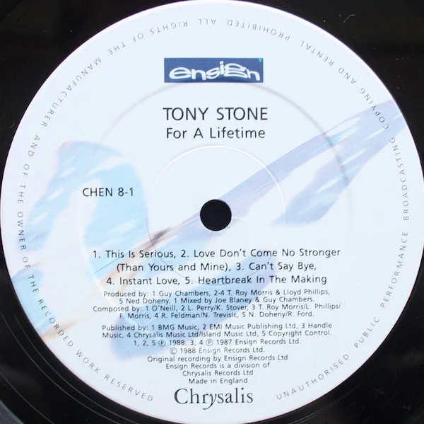 Tony Stone - For A Lifetime (LP, Album) - Image 3