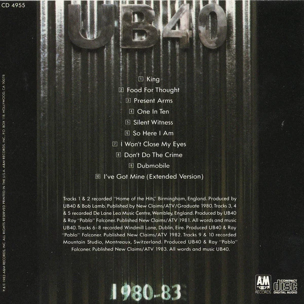 UB-40* - 1980-83 (CD, Comp) - Image 4
