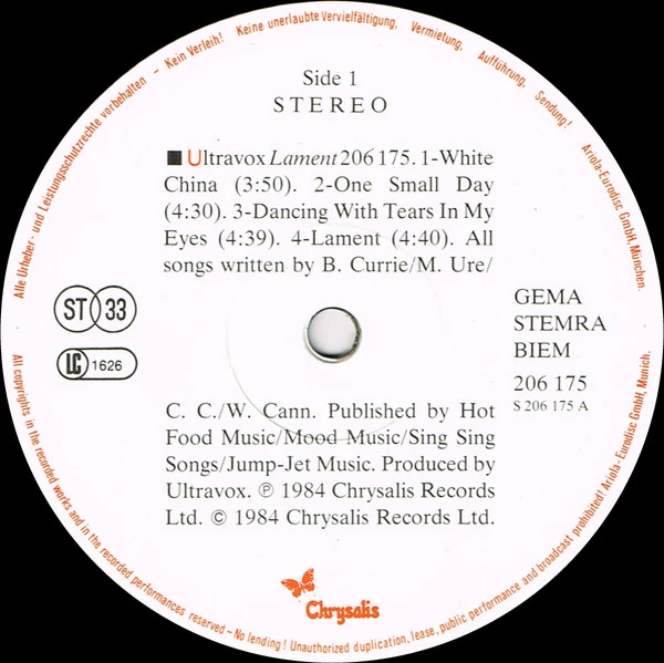 Ultravox - Lament (LP, Album) - Image 3