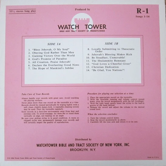 Unknown Artist - Sing Praises To Jehovah Songs 1-14 (LP) - Image 2