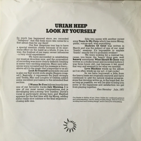 Uriah Heep - Look At Yourself (LP, Album, RP) - Image 5