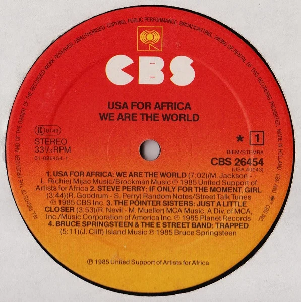 USA For Africa - We Are The World (LP, Album, Gat) - Image 3