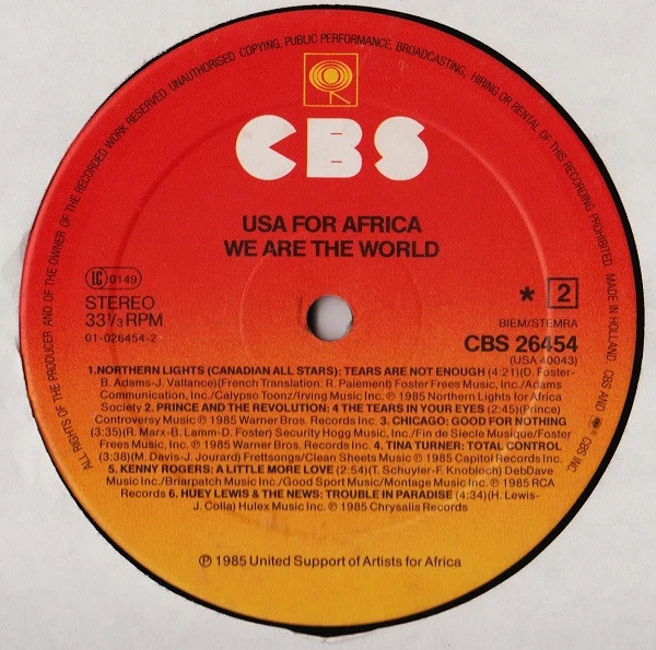 USA For Africa - We Are The World (LP, Album, Gat) - Image 4