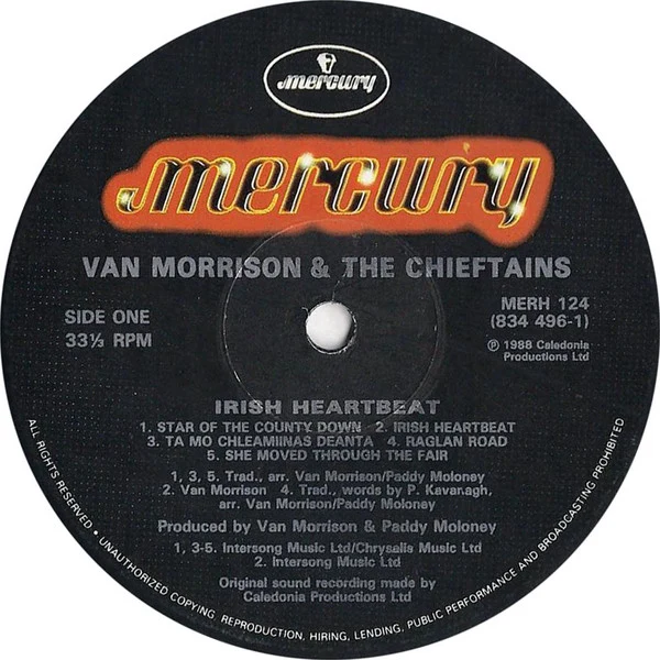 Van Morrison & The Chieftains - Irish Heartbeat (LP, Album) - Image 3