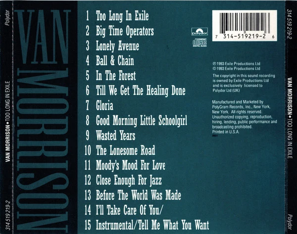 Van Morrison - Too Long In Exile (CD, Album) - Image 2