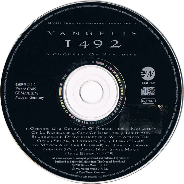 Vangelis - 1492 – Conquest Of Paradise (Music From The Original Soundtrack) (CD, Album) - Image 3