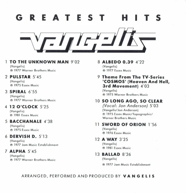 Vangelis - Greatest Hits (CD, Comp, RP) - Image 4