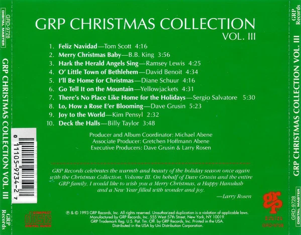 Various - A GRP Christmas Collection, Vol. III (CD, Comp, Dig) - Image 2