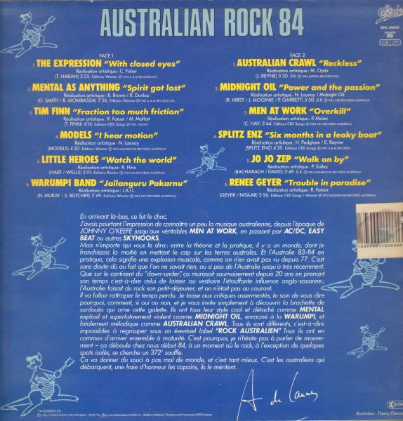 Various - Australian Rock 84  (LP, Comp) - Image 2