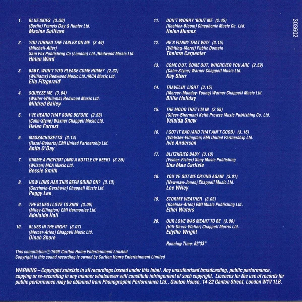 Various - Ladies Sing The Blues (CD, Comp) - Image 2