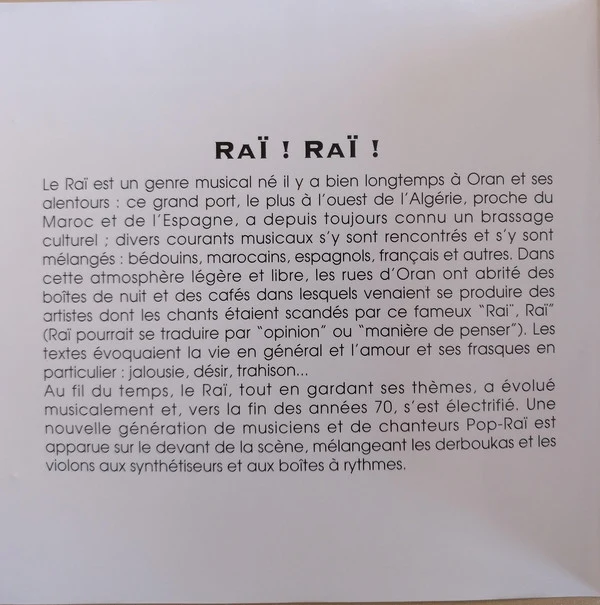 Various - Raï ! Raï ! Vol. 2 (CD) - Image 4