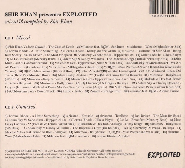 Various - Shir Khan Presents: Exploited (CD, Mixed + CD, Comp) - Image 2