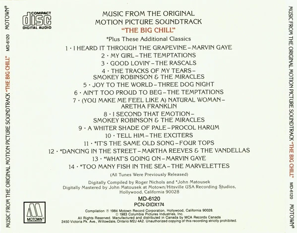 Various - The Big Chill (Original Motion Picture Soundtrack) (CD, Comp, RP) - Image 2