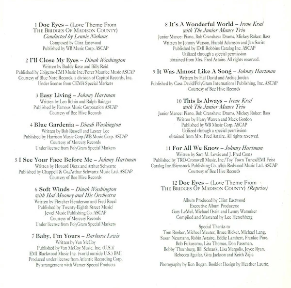 Various - The Bridges Of Madison County - Music From The Motion Picture (CD, Album, Comp) - Image 2