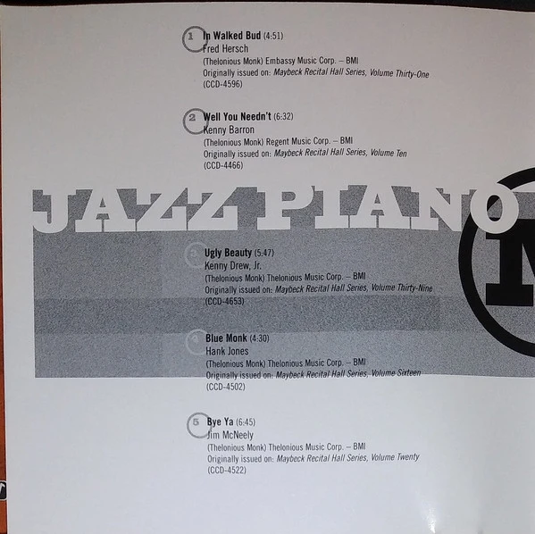 Various - The Music Of Thelonius Monk - Jazz Piano Essentials  (CD, Comp, Promo) - Image 3