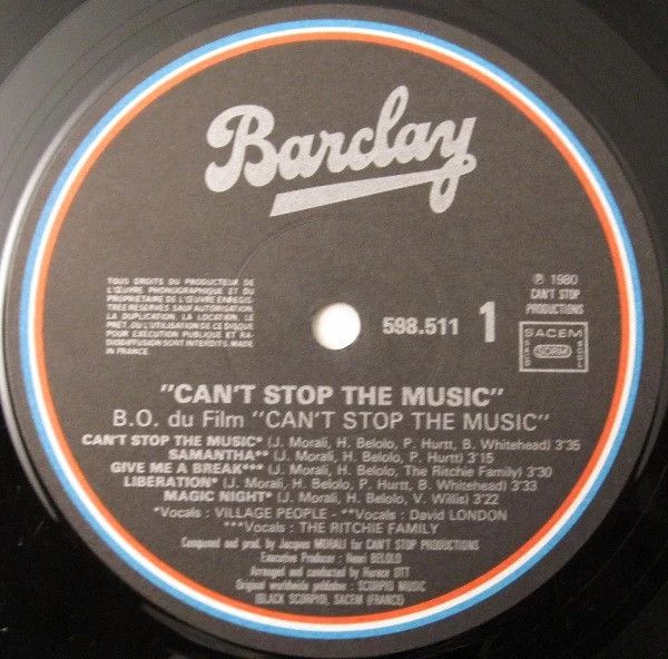 Village People - Can't Stop The Music - Bande Originale Du Film (LP, Album, Gat) - Image 5