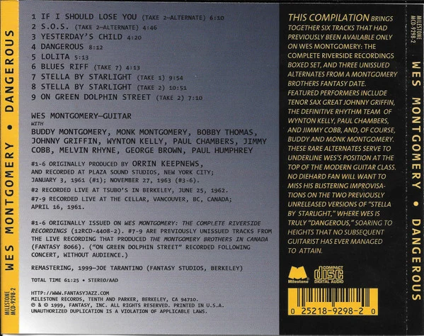 Wes Montgomery - Dangerous (CD, Comp) - Image 2