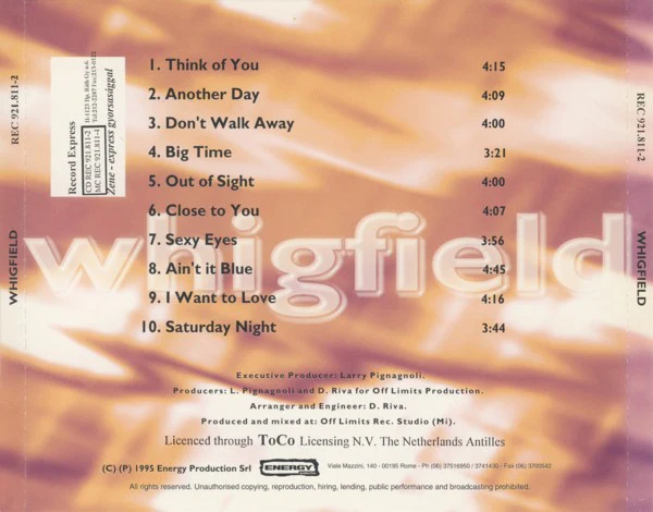 Whigfield - Whigfield (CD, Album) - Image 4