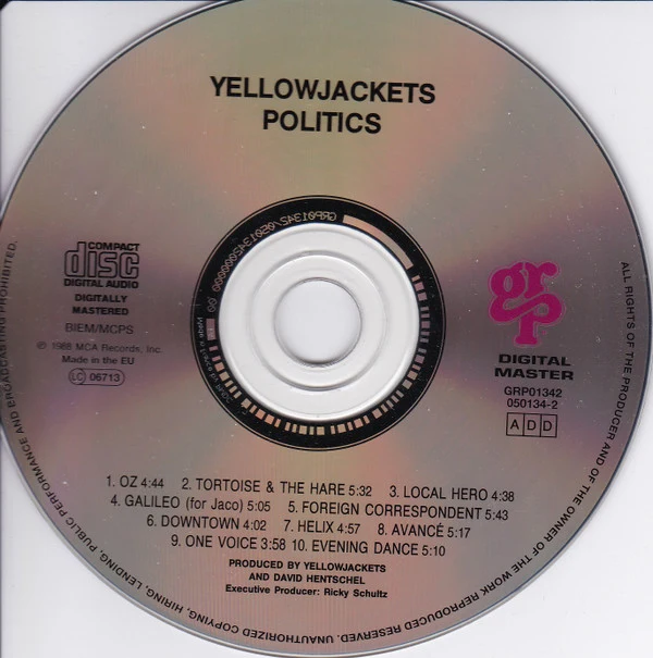 Yellowjackets - Politics (CD, Album, RE) - Image 4